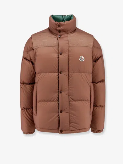 Moncler "verone 1" Reversible Crop Down Jacket In Brown