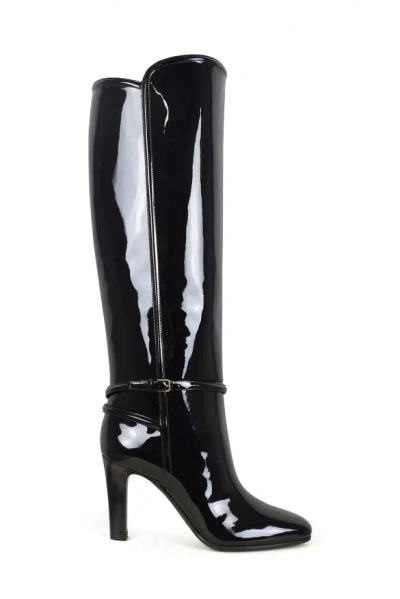 Saint Laurent Buckle Detailed Pointed Toe Boots In Black