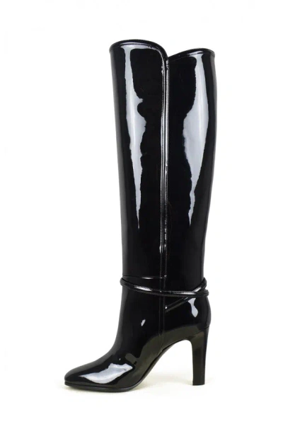 Saint Laurent Buckle Detailed Pointed Toe Boots In Black