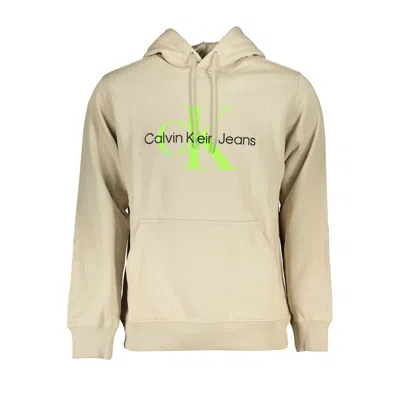 Shop Calvin Klein Beige Hooded Cotton Sweatshirt