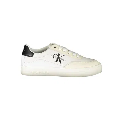 Calvin Klein Chic White Lace-up Sneakers With Contrast Detailing