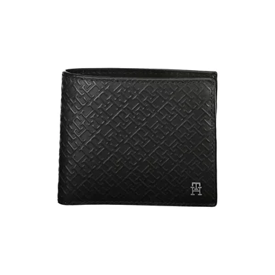 Tommy Hilfiger Elegant Black Leather Wallet With Multi-compartments