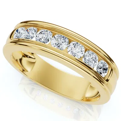 Pompeii3 5/8ct Men's Diamond Channel Set Brushed Wedding Ring 14k Gold Lab Grown In Multi