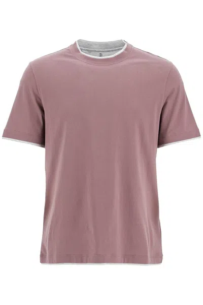 BRUNELLO CUCINELLI BRUNELLO CUCINELLI COTTON T SHIRT WITH FAUX LAYERING 