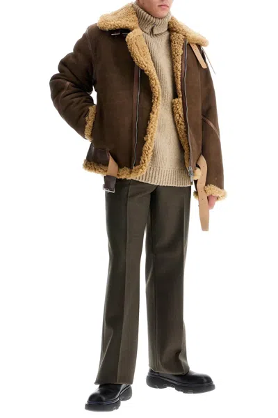 Shop Burberry Shearling Aviator Jacket For