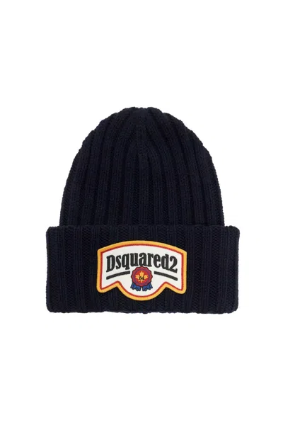 Shop Dsquared2 "beanie Hat With Patch Logo