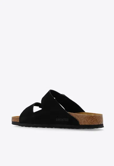 Birkenstock Arizona Double-strap Leather Slides In Black