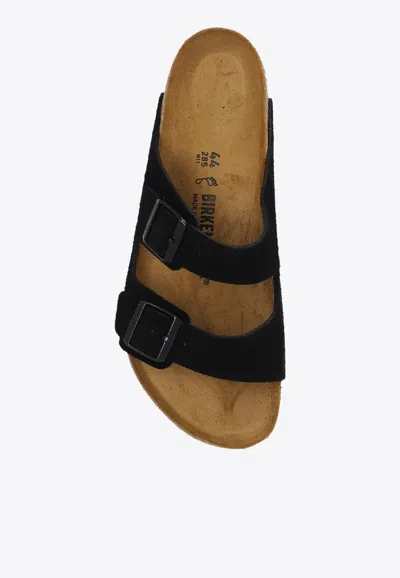 Birkenstock Arizona Double-strap Leather Slides In Black