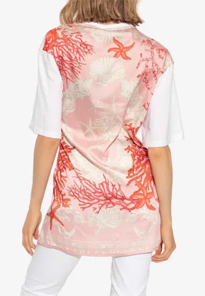 Versace Safety Pin Barocco Sea Printed T-shirt In White