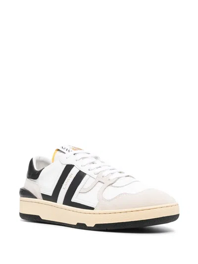 Lanvin Black And White Leather Clay Low Mesh Sneakers