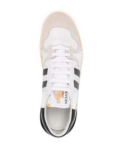 Lanvin Black And White Leather Clay Low Mesh Sneakers