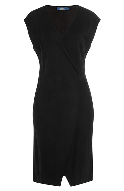 Polo Ralph Lauren Suede Cap-sleeve Wrap Dress In Polo Black