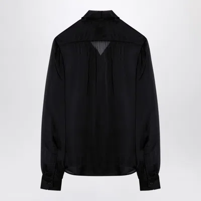 Saint Laurent Elegant Silk Shirt With Neck Bow In Black