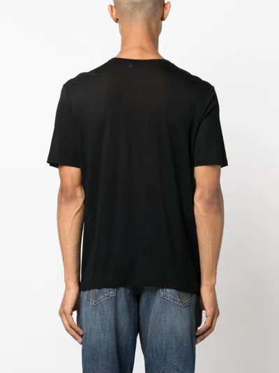 Saint Laurent Logo-embroidered Jersey T-shirt In Black