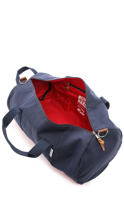 Shop Owen And Fred Work Hard Play Hard Duffle Bag In Navy