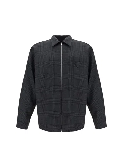 Shop Prada Shirts In Grey