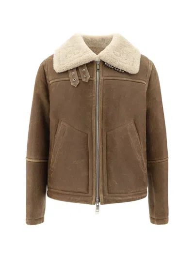 Shop Yves Salomon Jackets In Brown