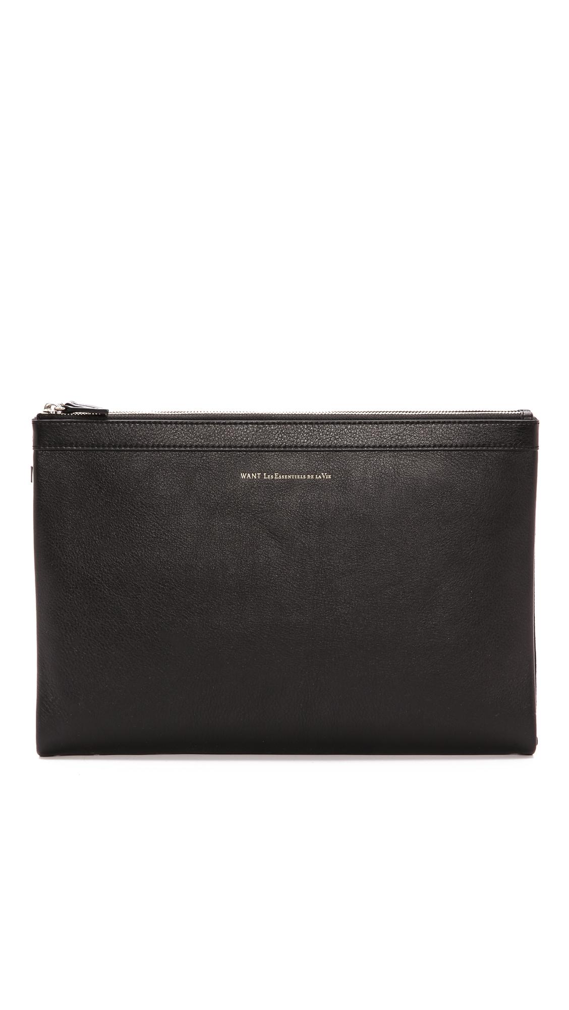 Want Les Essentiels De La Vie Barajas Double Zip Folio In Black Modesens