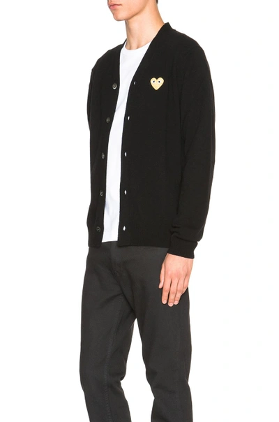 Shop Comme Des Garçons Play Cardigan With Gold Emblem