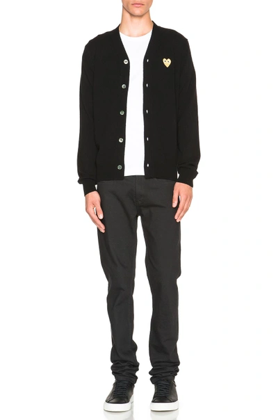 Shop Comme Des Garçons Play Cardigan With Gold Emblem