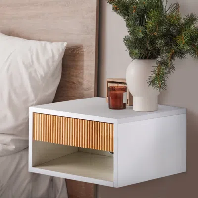 Jonathan Y Elise Classic Contemporary Floating Wall Mounted Nightstand With Soft-close Tambour Drawe