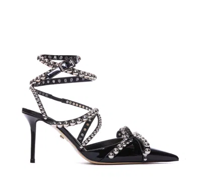 Mach&mach Crystal Studs Strappy Stiletto Pumps In Black