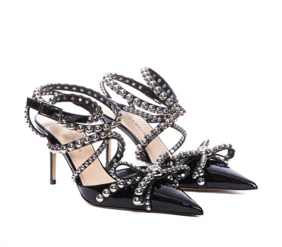 Mach&mach Crystal Studs Strappy Stiletto Pumps In Black