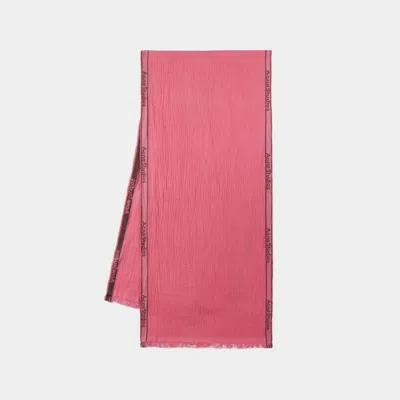 Acne Studios Jacquard-logo Seersucker Scarf In Pink