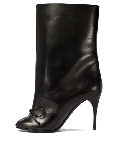Alaïa Low Black Leather Boots In Black