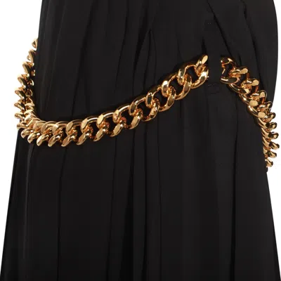 Balenciaga Women Black Long Pleaded Skirt With Belt In Tech Fabric Woman In Black