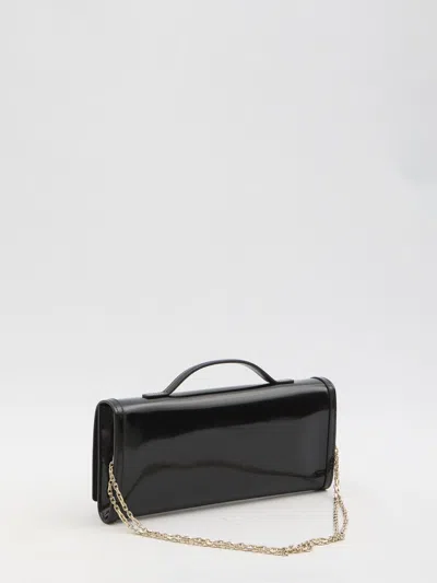 Roger Vivier Belle Vivier Calf Leather Clutch In Black