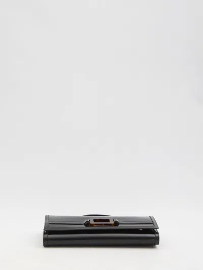 Roger Vivier Belle Vivier Calf Leather Clutch In Black
