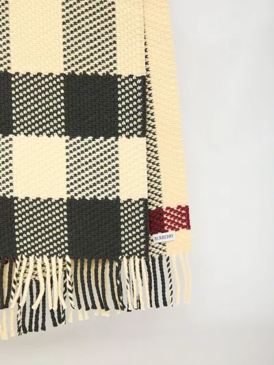 Burberry Check Wool Scarf In Beige