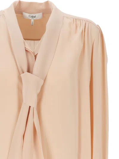 Chloé Long-sleeved Silk Blouse In Pink