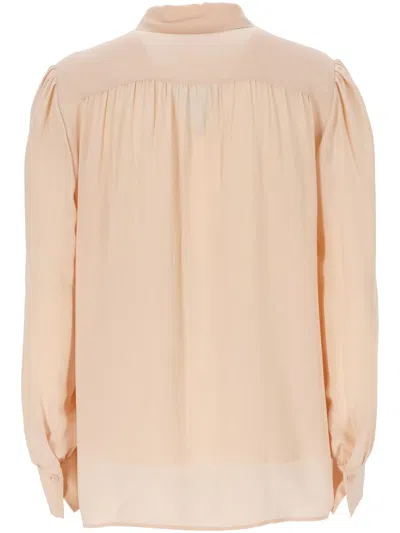 Chloé Long-sleeved Silk Blouse In Pink