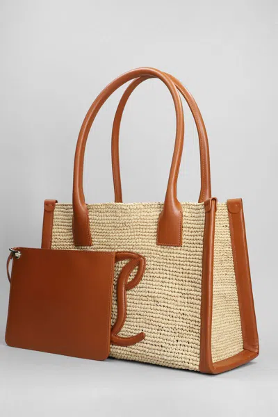 Christian Louboutin Womens By My Side Mini Raffia And Leather Large Tote Bag Natural In Beige