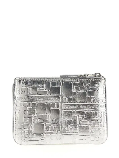 Shop Comme Des Garçons Texture Leather Wallet In Silver
