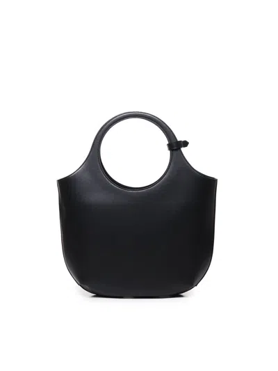 Courrèges Courregès Black Leather Medium Holy Handbag In Black