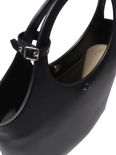 Courrèges Courregès Black Leather Medium Holy Handbag In Black