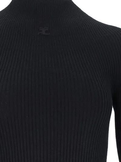 Courrèges Dress With Logo In Black