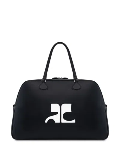 Courrèges Black Heritage Leather Weekender Bag In Black