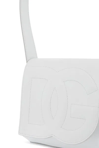 Dolce & Gabbana Quilted Calfskin Leather Crossbody Bag With Adjustable Strap In White