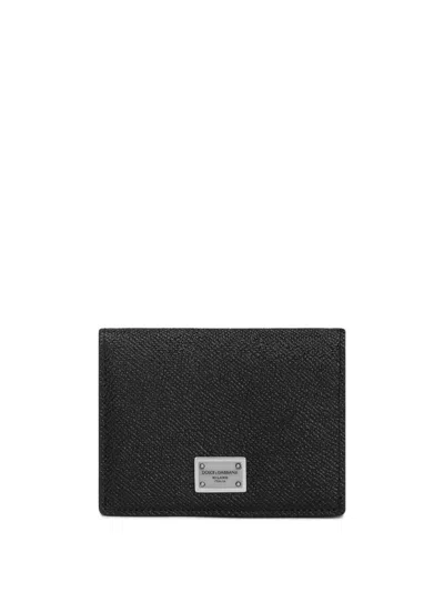 Dolce & Gabbana Black Textured Calf Leather Bi-fold Wallet In Black