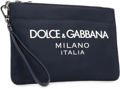 Dolce & Gabbana Nylon Pouch In Blue