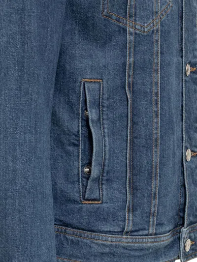 Dolce & Gabbana Blue Jacket With Classic Collar And Rips In Denim Stretch Man In Blue