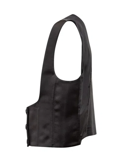 Dolce & Gabbana Double-breasted Duchess Silk Tuxedo Waistcoat In Black