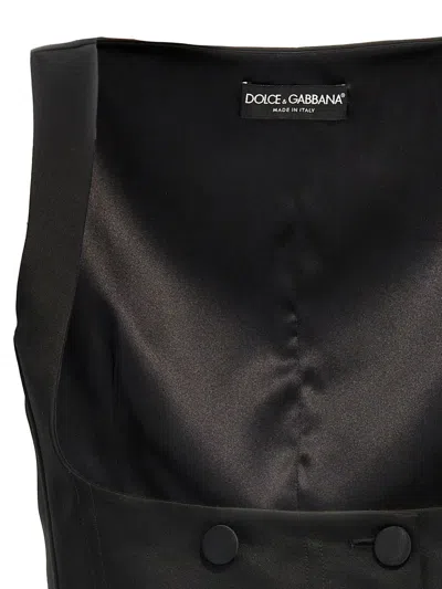 Dolce & Gabbana Double-breasted Duchess Silk Tuxedo Waistcoat In Black