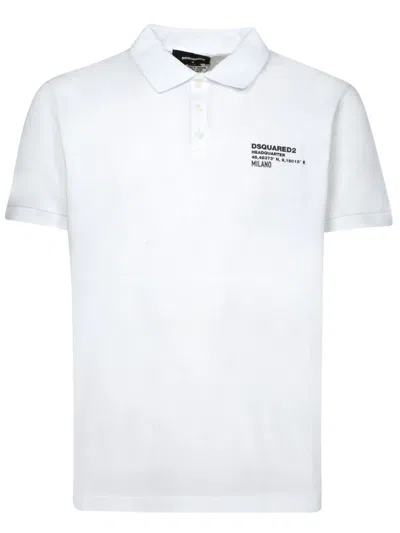 Dsquared2 Logo Cotton Polo Shirt In White