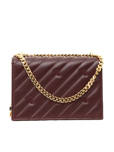 Elisabetta Franchi Medium Quilted Chain-linked Crossbody Bag In Red