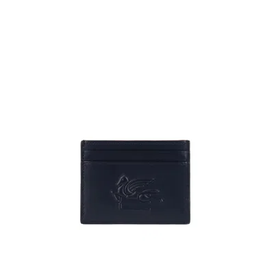 Etro Blue Embossed Logo Card Holder In Blue